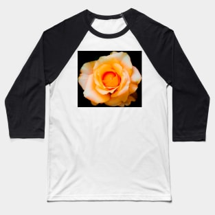 Yellow white rose blossom with orange center Baseball T-Shirt